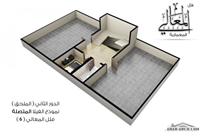 تفاصيل فلل المعالى 6 - نمذج فيلا متصله ومنفصلة بالمخطط والفرش 3d