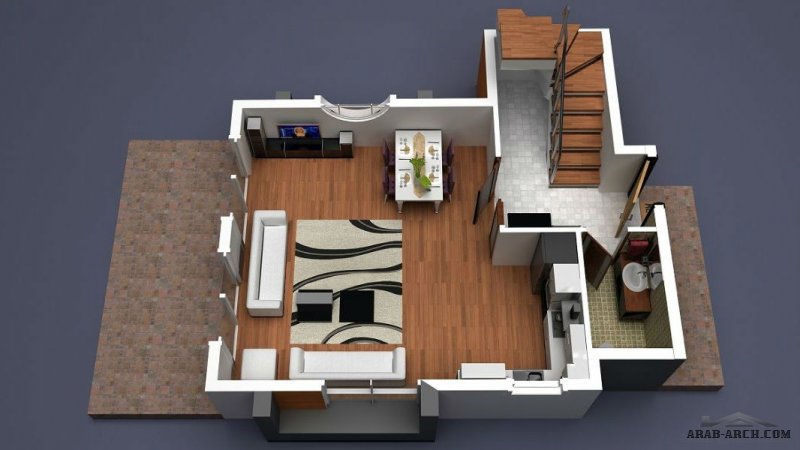 مخطط فيلا صغيرة جداا المساحه - 3 طوابق  3 غرفة نوم 3d small villa