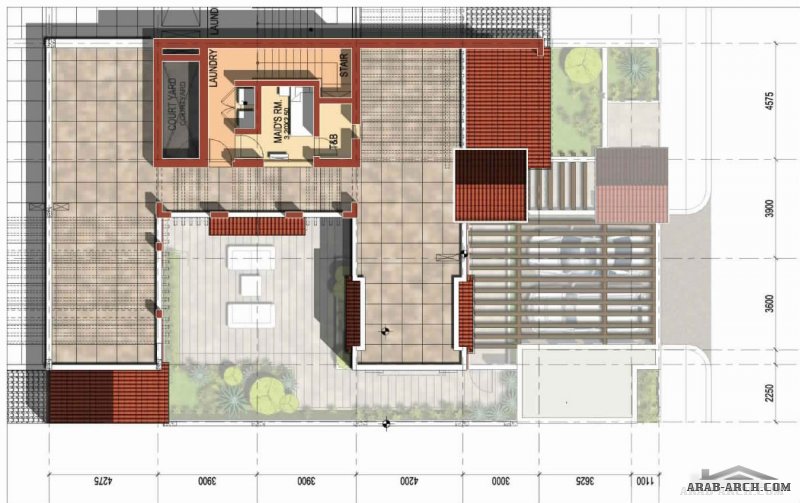 فيلا الاسكان مخطط بالمقاسات الداخلية و الخارجية villa type 2