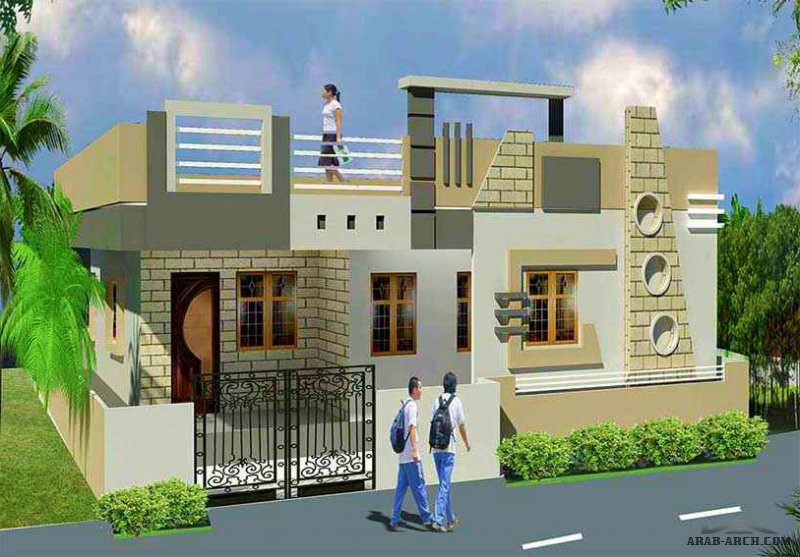 تصميم دور واحد ارضى 2 غرفة نوم 2BHK Villas