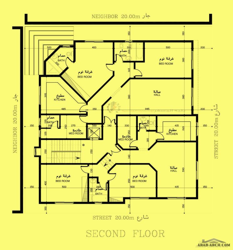 مخطط قسيمه 400م زاويه 20*20 مهندس بليه المسفر