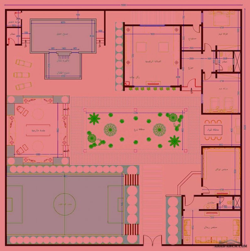 مخطط استراحه 30*30 متر في الرياض