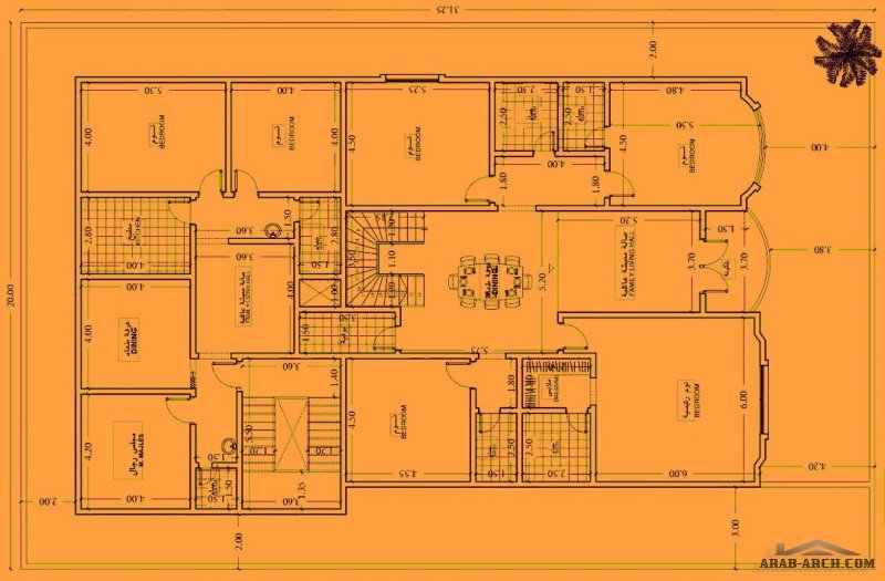 مخطط فيلا طابقين 31.25*20 م