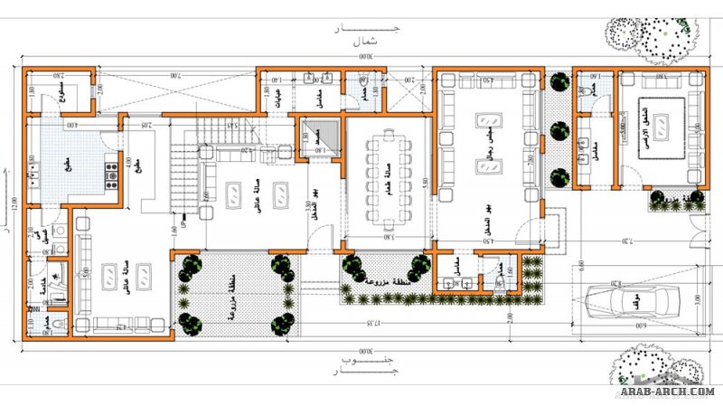 تصاميم فيلا دورين مساحة الارض 12x30 من تصميم تصميم المهندس احمد جاويش مكتب ياسر العقبي