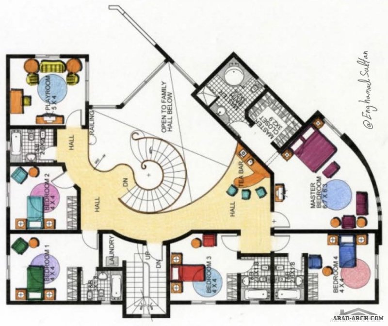 اسكتش فيلا خليجي بالمساقط  20*30 متر من اعمال المهندس حامد سلطان