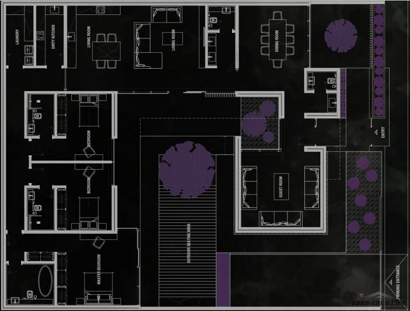 تصميم لفيلا من دور واحد على أرض 20*25 من اعمال Horizon Architects  