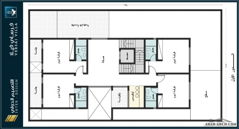 فرساي فيلا دورين وملحق علوي بفناء داخلي مساحة الارض 16x25 المطور شركة التصميم الدولي