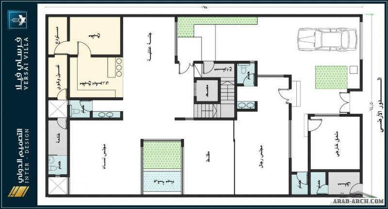 فرساي فيلا دورين وملحق علوي بفناء داخلي مساحة الارض 16x25 المطور شركة التصميم الدولي