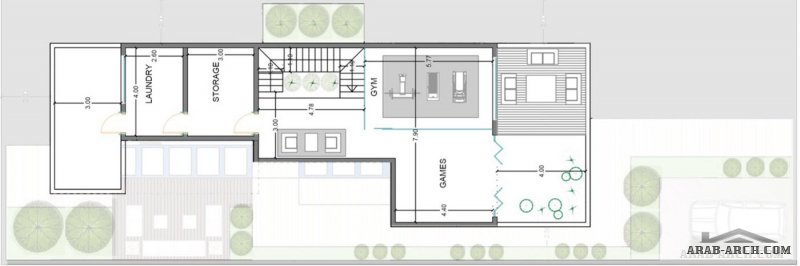 مخطط معماري فيلا #مودرن بإطلالات على الحديقة ، بمساحة #أرض ٤٣٠ م٢  35*12 من اعمال شركة ثُلث مهندسون ومعماريون 