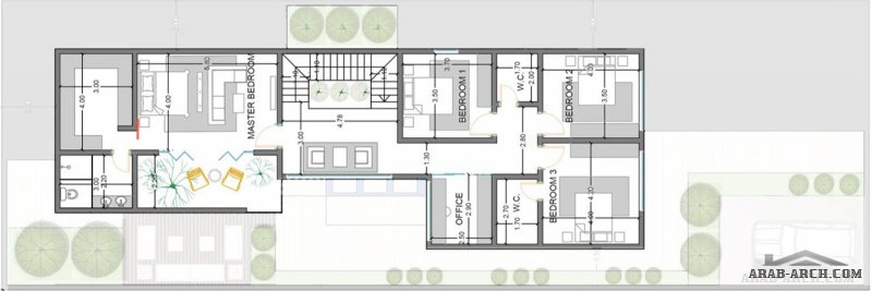 مخطط معماري فيلا #مودرن بإطلالات على الحديقة ، بمساحة #أرض ٤٣٠ م٢  35*12 من اعمال شركة ثُلث مهندسون ومعماريون 