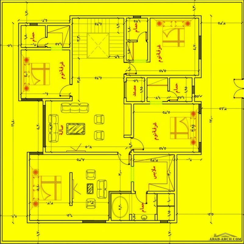 خطة فيلا رائعه 4 غرف نوم ماستر مساحة الارض 20*20 متر