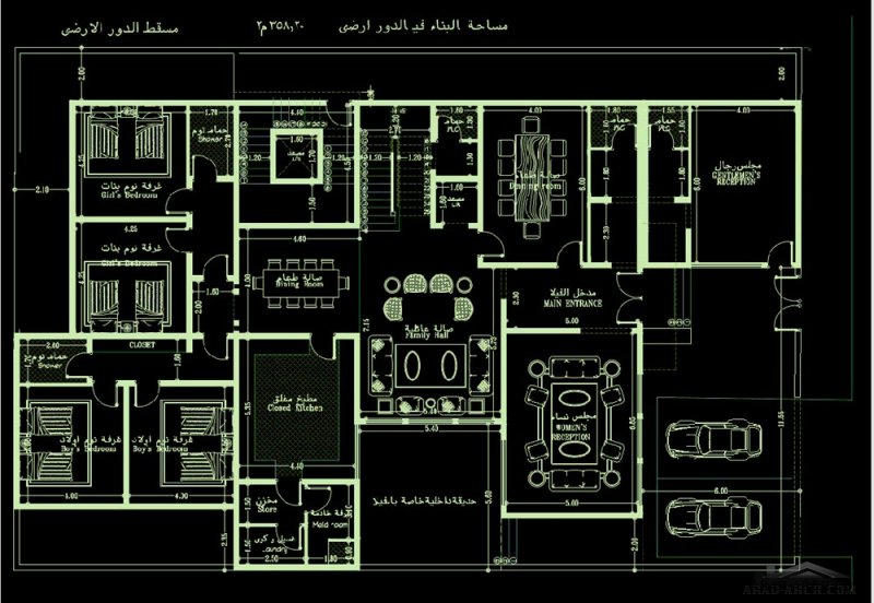 مخطط فيلا و شقة مسروقه ابعاد الارض 20*30 متر