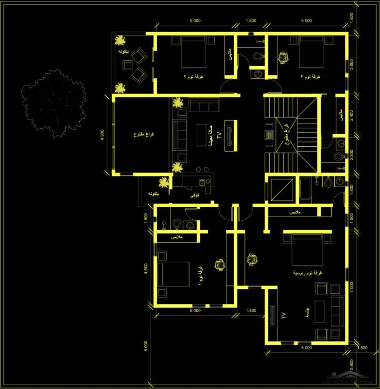 مخطط فيلا دورين مساحة الأرض 24.5x25 تصميم م/ أحمد الجهني