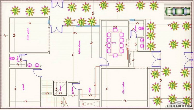 خرائط فيلا 3 طوابق ابعاد الارض 25 * 14 متر