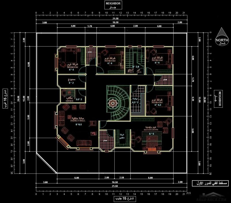 تصميم فيلا رائعه جدا و تصميم مميز ابعاد الارض 20 * 21.5 متر