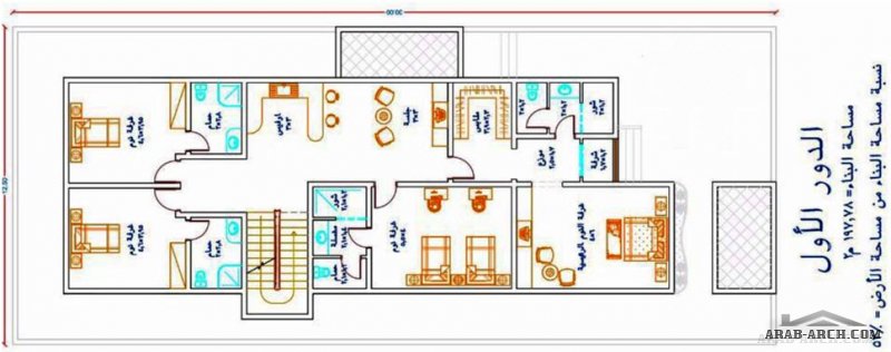 مخطط فيلا تصميم م/ عبدالرحمن باشامخه مساحة الارض 12.5x30