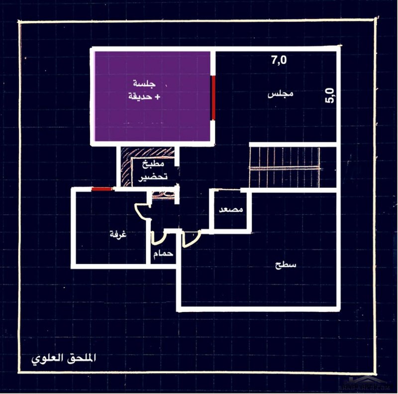 مخطط فيلا دورين وملحق علوي مساحة الارض 20x20 متر