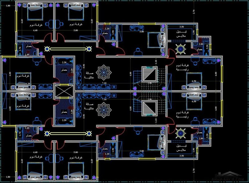 خطة فيلا دوبلكس توأمية مساحة الارض 22x30 متر تصميم م/وائل البرهمي