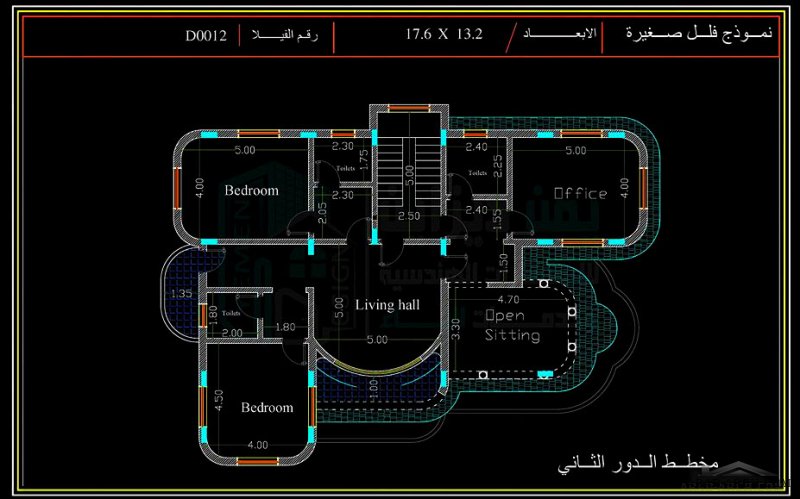 مخطط فيلا صغيرة المساحة 3 طوابق الارض 13*17 متر من اعمال (مكتب يمن ديزاين للاستشارات الهندسية وخدمات البناء) 