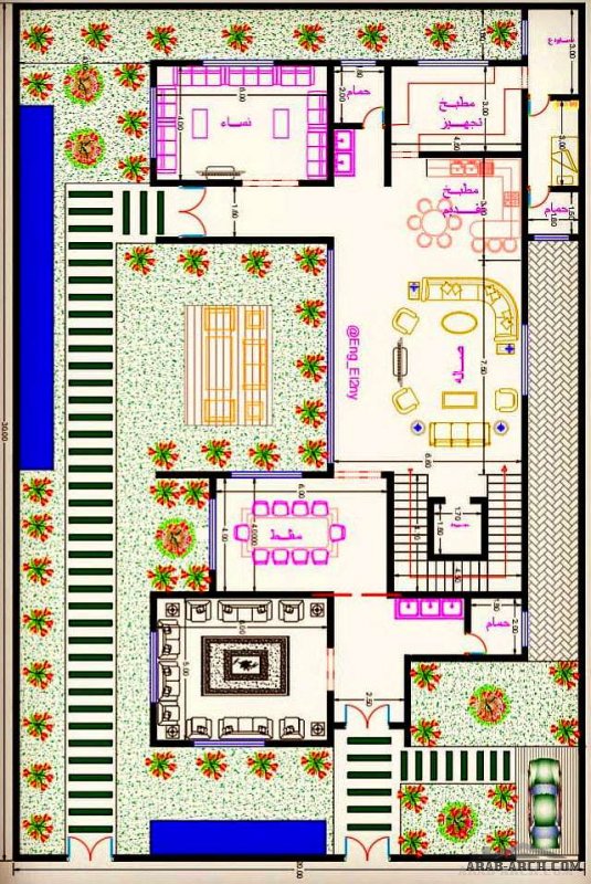 مهندس أشرف التوني مخطط فلا منزل بحديقة20*30 متر 