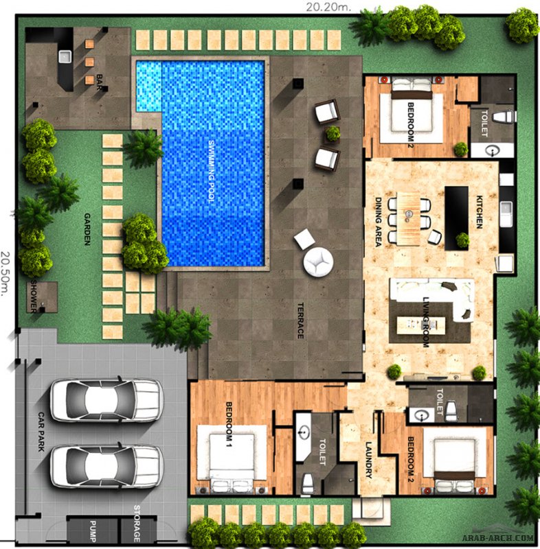 خرائط استراحات مخصصة لمشروع Pool house floor plans