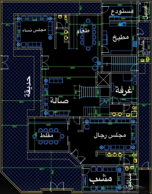 خرائط فيلا مع شقة خلفية صغيرة بالدور الاول الارض 616 متر مربع