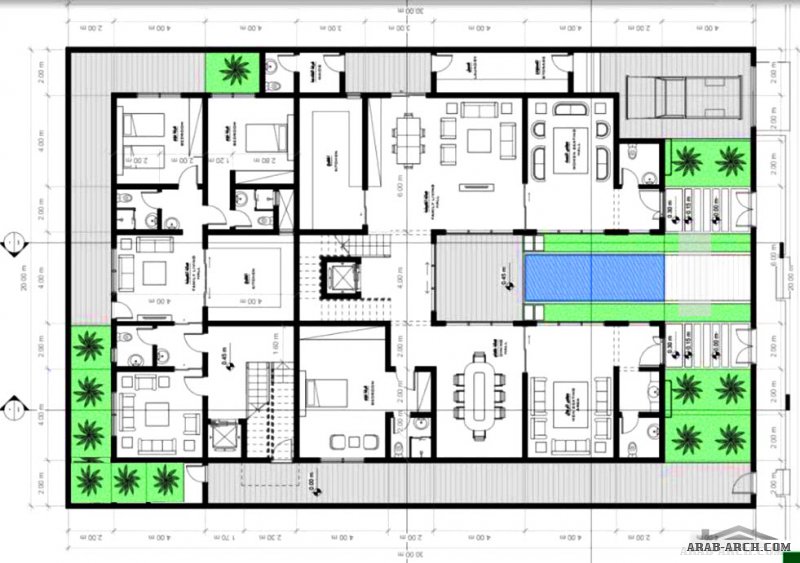مخطط فيلا دورين وشقق بالخلف  مساحة الارض 20x30