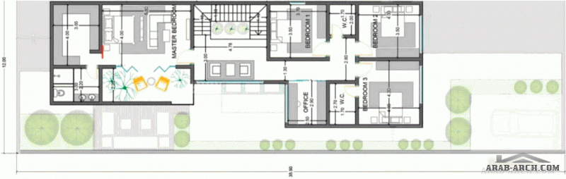 مخطط  فيلا طابقين نمط سعودي الاض 35*12 متر