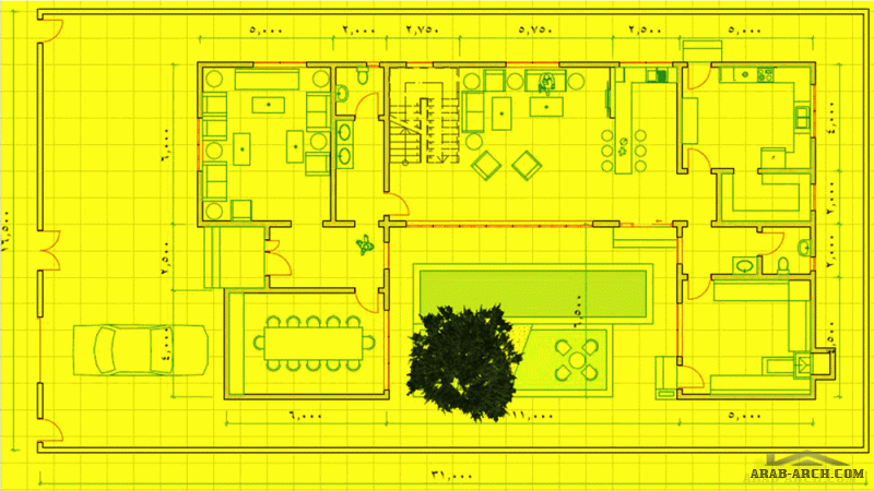 تصاميم بيت سعودي نمط حديث ابعاد الارض 31*16 متر من اعمال SKETCH STUDIO 3