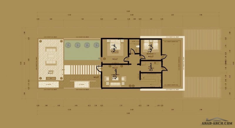 مخطط فيلا دورين معزولات وشقة في الملحق أبعاد الأرض 13,5 * 35
