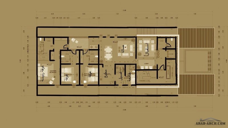 مخطط فيلا دورين معزولات وشقة في الملحق أبعاد الأرض 13,5 * 35