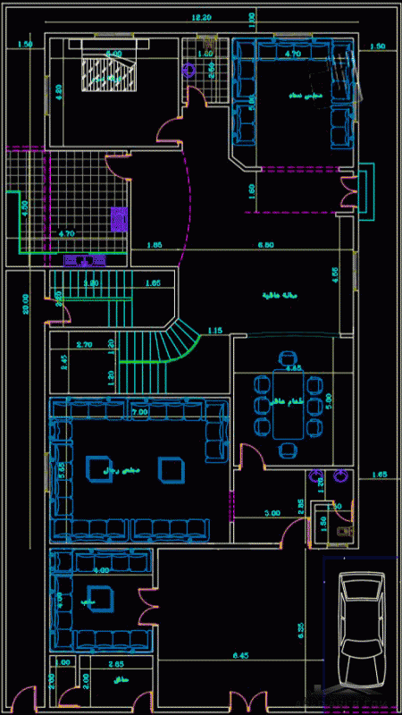 مخطط معماري الارض 27.5*15.5 فيلا طابقين من مشاركات  CAD_iss