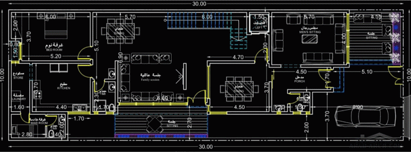 مخطط فلل دوبلكس مساحة الوحدة 10x30من تصميم مكتب (سبل التملك ) للهندسة المعمارية بالأحساءمكتب (سبل التملك ) للهندسة المعمارية بالأحساء