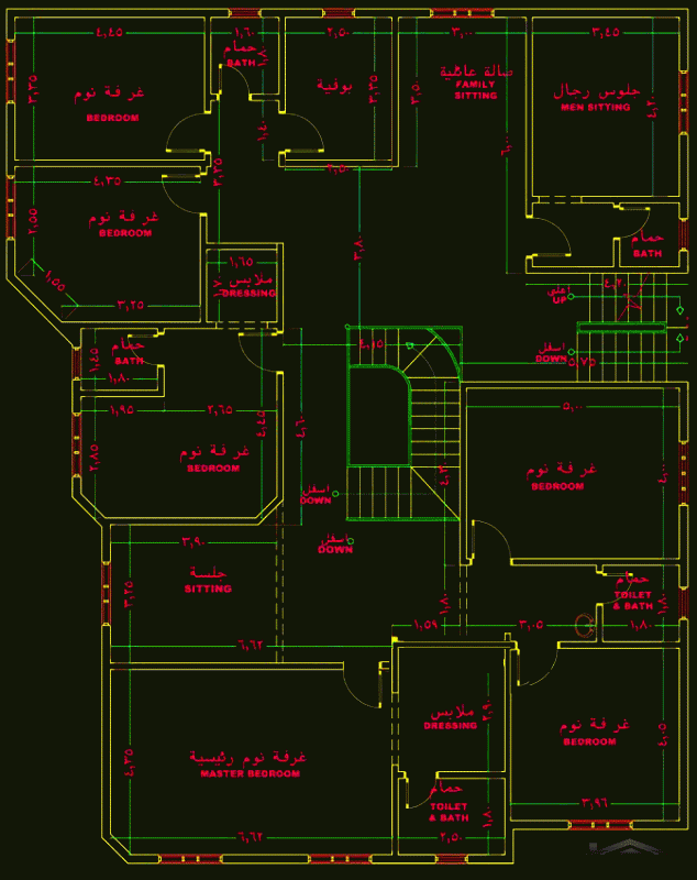 تصميم خاص  مميز لخطة فيلا نمط سعودي