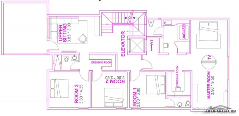 مخطط فيلا بسيط  مودرن400 متر مربع من اعمال مهندس أشرف التوني 