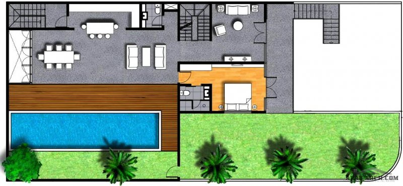 مخطط شاليه مودرن بدروم و ارضي و اول مساحة الارض 390 متر مربع مع مسبح كبير