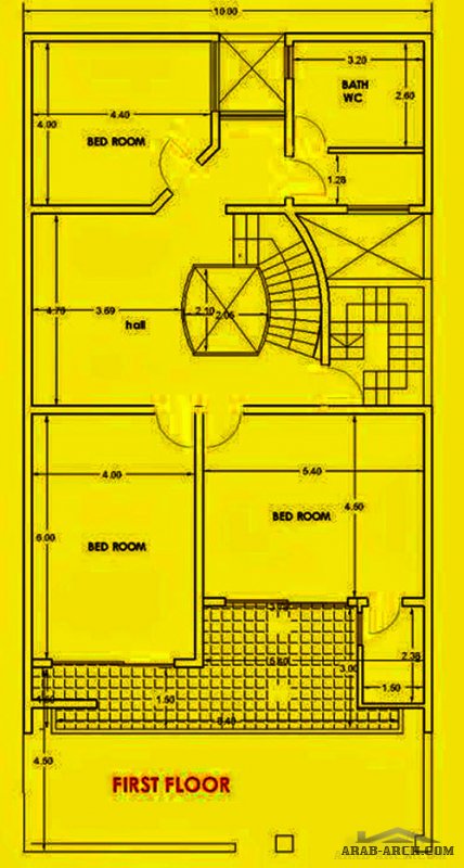 مخطط دار عراقي واجهه 10 متر و نزول 20 متر طابقين