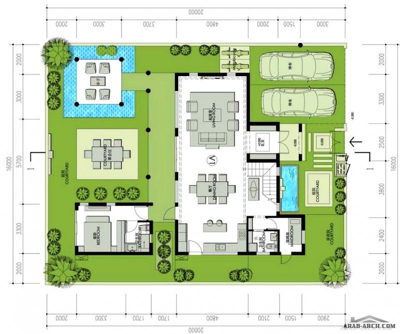 فيلا طابقين صغيرة المساحة - مساحة الارض 16x20متر تصميم اوربي مودرن