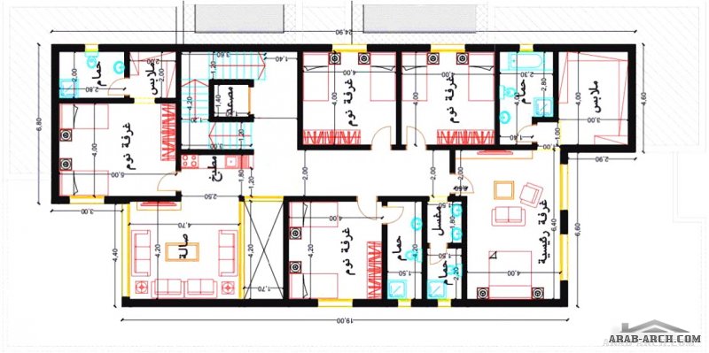 من أعمالنا "فيلا عسير" مساحة الارض 450 م 2 - 15*30 متر  arch hasan 