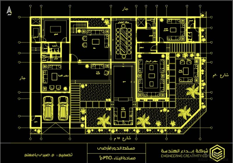 مخطط فيلا كامل مع التفاصيل من اعمال Arch_sabri  مساحة الدور 385 م2