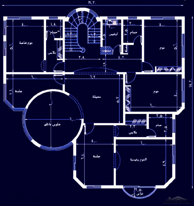 تصميم فيلا دورين وملحق مساحة الارض 25*25 متر