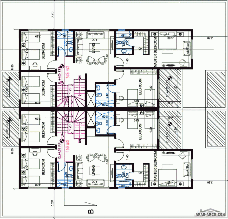 توين فيلا الارض 25*24 متر - 5 غرف نوم نمط سعودي