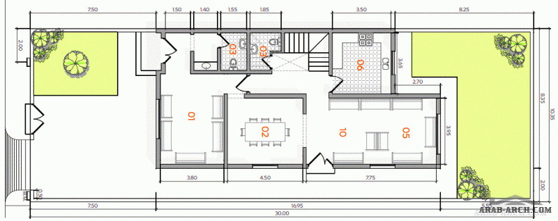 مخطط فيلا صغيرة المساحة أصداف الخبر 2  - الارض 10.35*30 متر