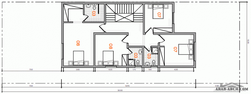 مخطط فيلا صغيرة المساحة أصداف الخبر 2  - الارض 10.35*30 متر