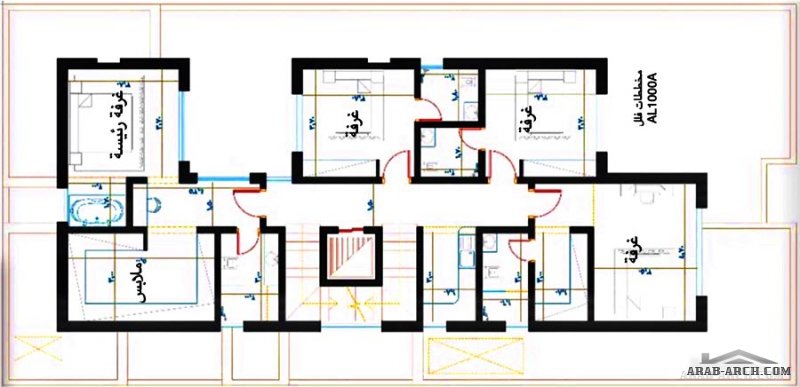 فيلا دورين وملحق علوي مساحة الارض  13x26.8 تصميم مكتب الخليل - الرياض ، القصيم