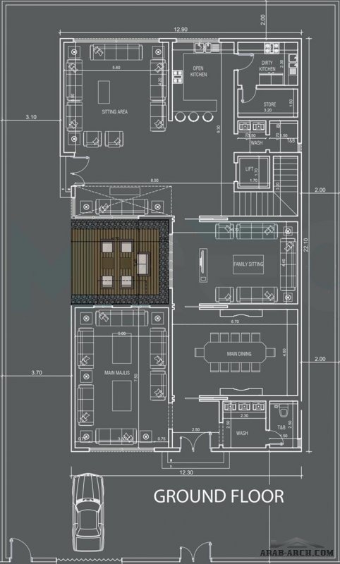 مخطط فيلا بالواجهه من أعمال MCEC الارض 30*18 متر