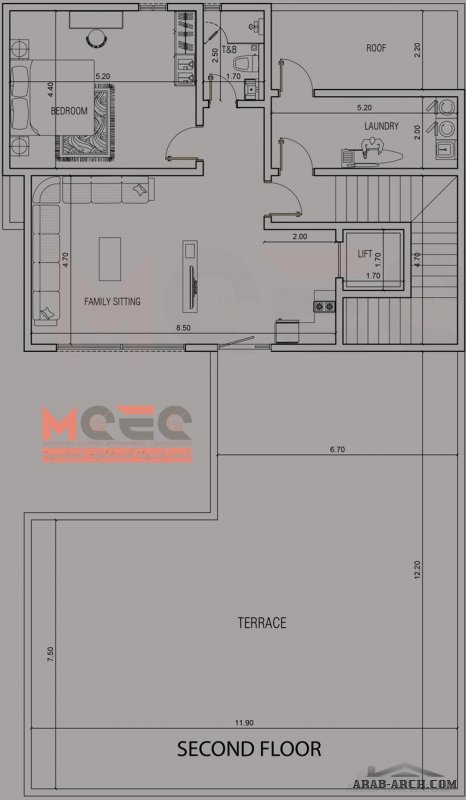 مخطط فيلا بالواجهه من أعمال MCEC الارض 30*18 متر