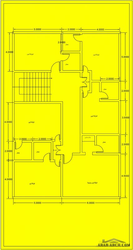 تخطيط  الارض مستطيلة 25 × 13 - 325 م2 طابقين