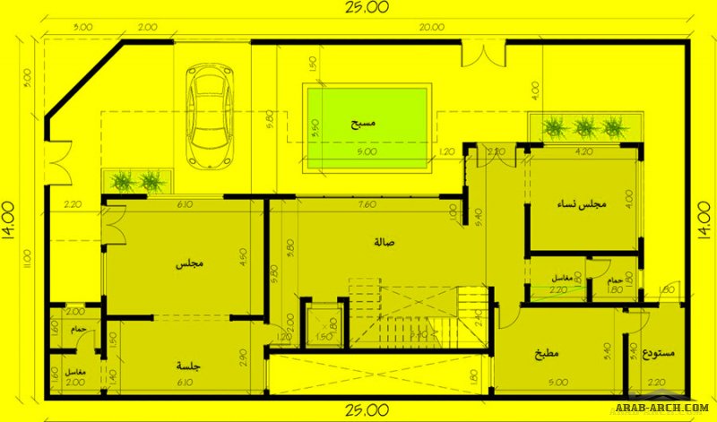 مخطط فيلا الارض 14*25 متر مربع تصميم سعودي من مشاركات عبدالله عبدالرحمن 