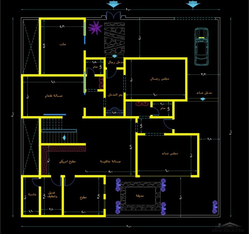 مخطط فيلا مميز جداا  الارض 20*20 متر من أعمال مجموعةالراجحي الهندسية  